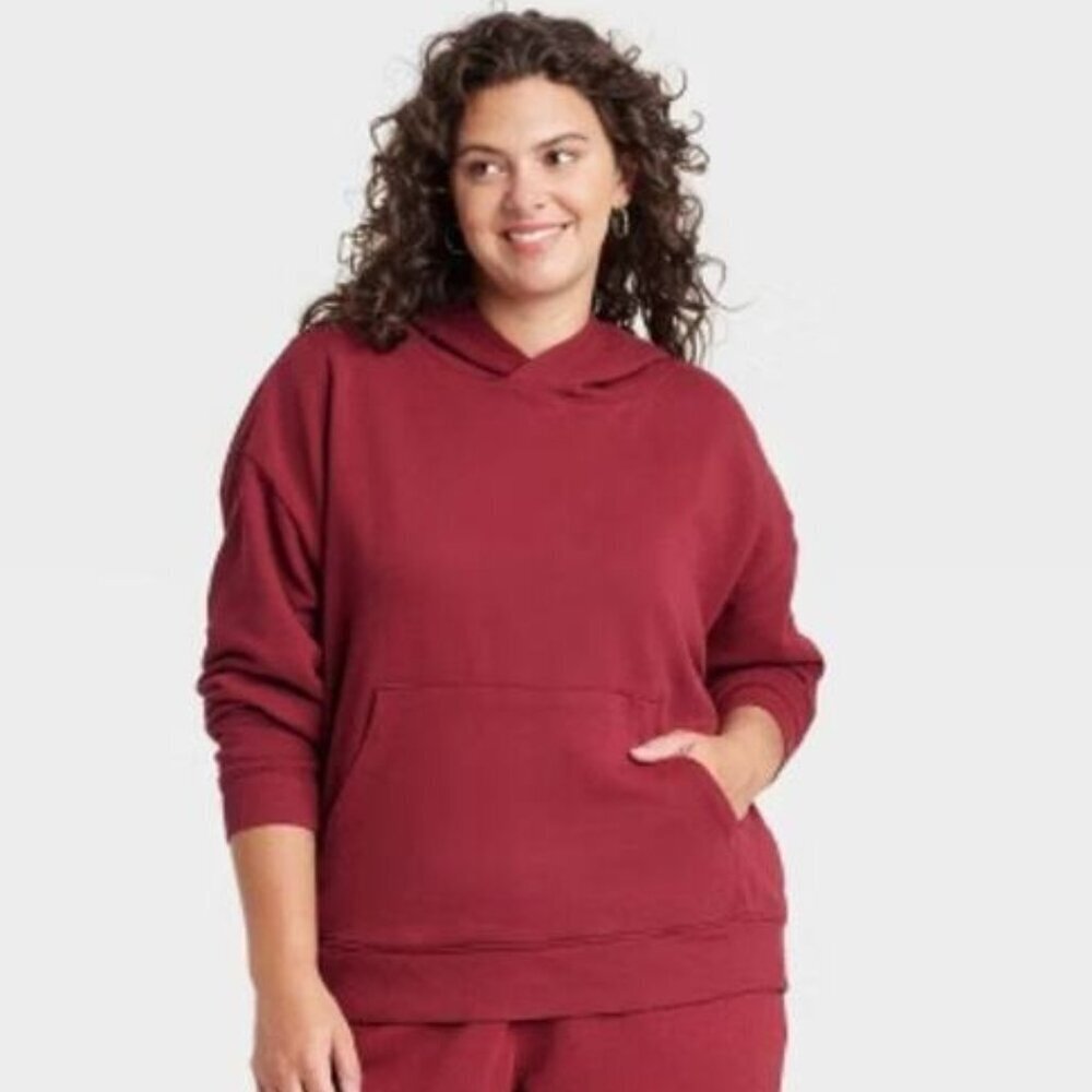 Unisex Maroon Fleece Hoodie Soft Relaxed Fit with Pocket & Adjustable Size Large